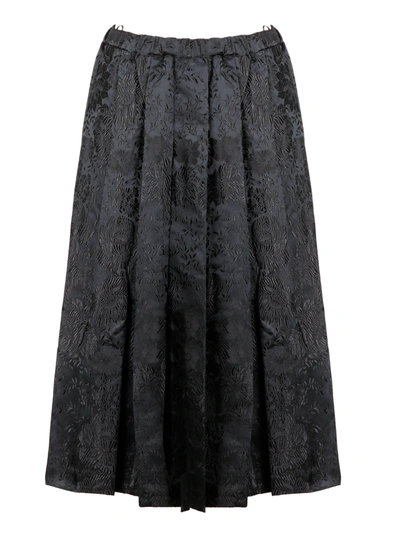 Comme Des Garçons Comme Des Garçons Pleated Floral-jacquard Midi Skirt In Black Black