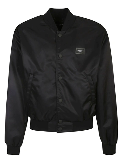 Dolce & Gabbana Technical Fabric Jacket With Logo Patch Application In N0000 Nero