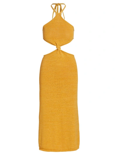 Cult Gaia Cameron Cutout Halter Knit Midi Dress In Yellow