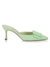 Manolo Blahnik Maysale 70 Suede Mules In Light Green