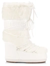 Moon Boot Classic Faux Fur Lace-up Snow Boots In White