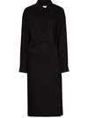 LEMAIRE RUCHED ASYMMETRIC MIDI DRESS