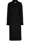 Lemaire Twisted Cotton Poplin Midi Shirt Dress In Black