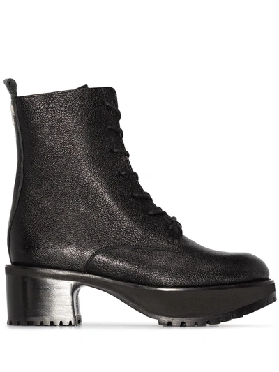 By Far Ladies Cobain Black Grained Leather 60mm Platform Boots, Brand Size 36 (us Size 6)