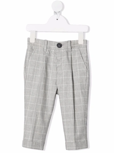 Monnalisa Babies' Check Print Trousers In Grey