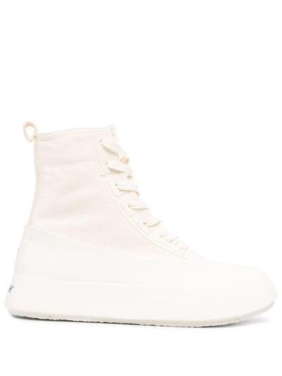 Ambush Rubber And Leather Hi-top Sneakers In White