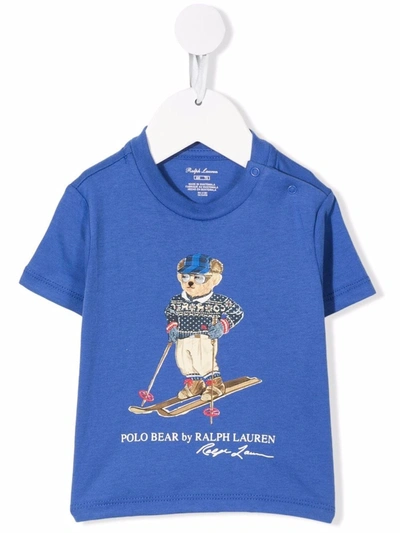 Ralph Lauren Babies' Polo Bear Motif-print T-shirt In Blue