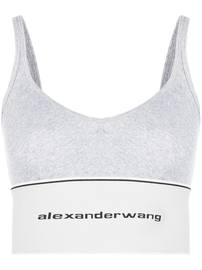 Alexander Wang Ribbed Logo Underband Bra In Grey