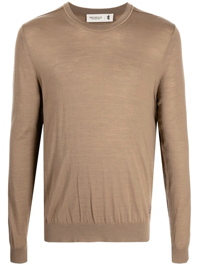 Pringle Of Scotland Crew-neck Merino Jumper In Brown