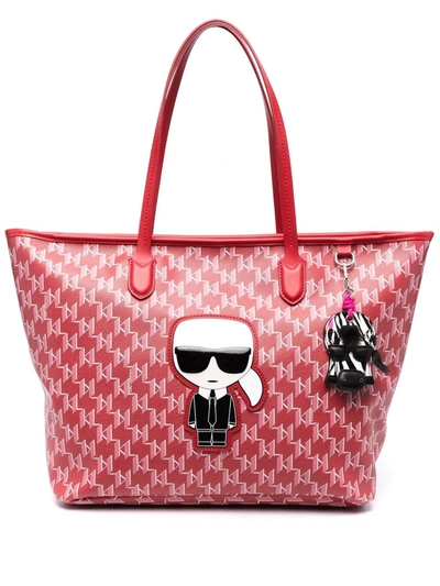 Karl Lagerfeld K/ikonik Monogram Tote Bag In Red