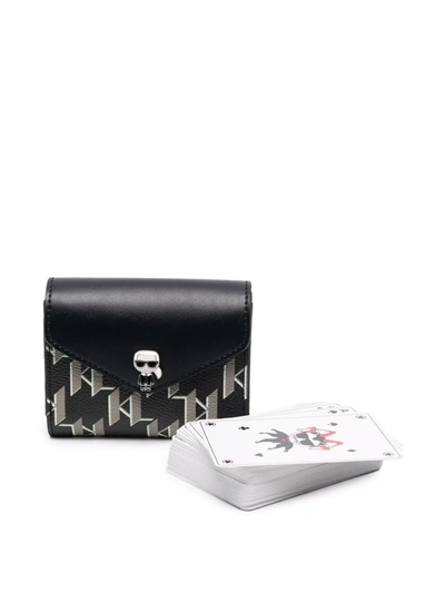 Karl Lagerfeld K/ikonik Monogram Card Game In Black