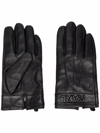 Karl Lagerfeld K/karl Leather Gloves In Black
