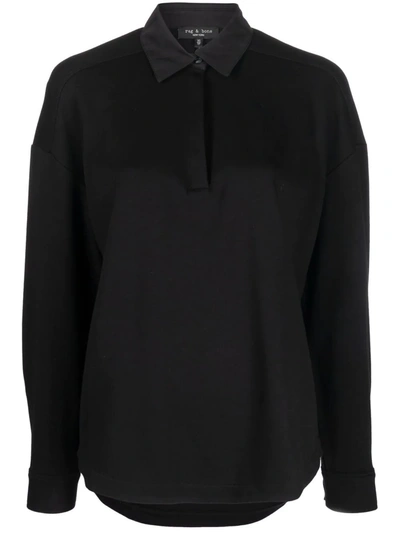 Rag & Bone Joan Cotton-blend Jersey Shirt In Black