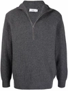 Closed Zipped-up Knit Cardigan In Grey