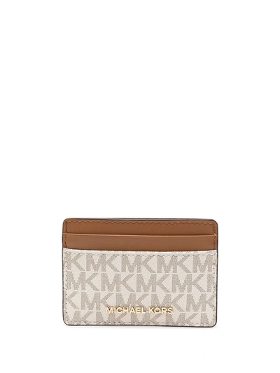 Michael Michael Kors Jet Set Monogram Cardholder In Brown