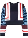 Valentino V-print Cropped Sweatshirt In Blue