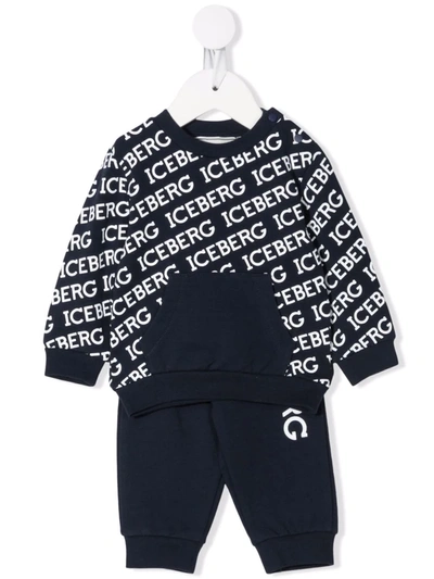 Iceberg Babies' Logo-print Tracksuit Set In Blue