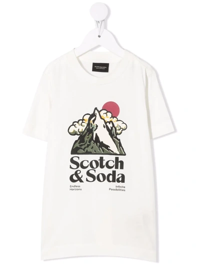 Scotch & Soda Kids' White T-shirt For Boy With Print