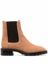 Stuart Weitzman Suede Chain-link Chelsea Boots In Neutrals