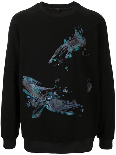 Shiatzy Chen Embroidered Cotton Sweatshirt In Black