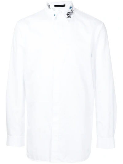 Shiatzy Chen Hand-drawn Collar Cotton Shirt In White
