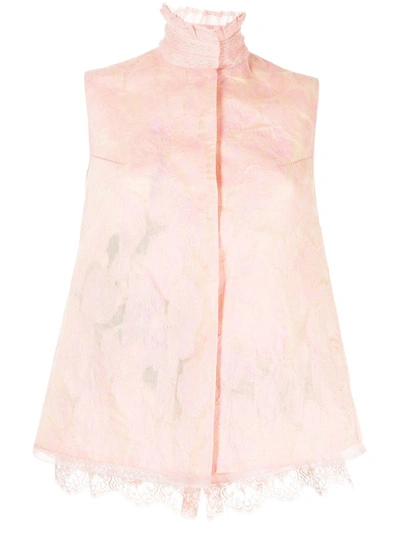 Shiatzy Chen Patterned-jacquard Sleeveless Vest In Pink