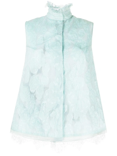 Shiatzy Chen Patterned-jacquard Sleeveless Vest In Blue