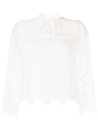 Shiatzy Chen Lace Panelled Blouse In White