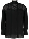 Shiatzy Chen Tulle Panelled Silk Blouse In Black