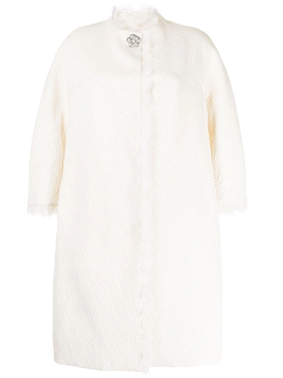 Shiatzy Chen Patterned-jacquard Reversible Coat In White