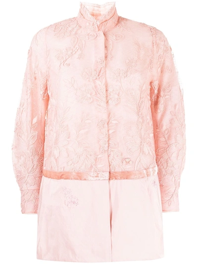 Shiatzy Chen Embroidered Lace Panel Jacket In Pink