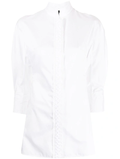 Shiatzy Chen Band Collar Cotton Shirt In White
