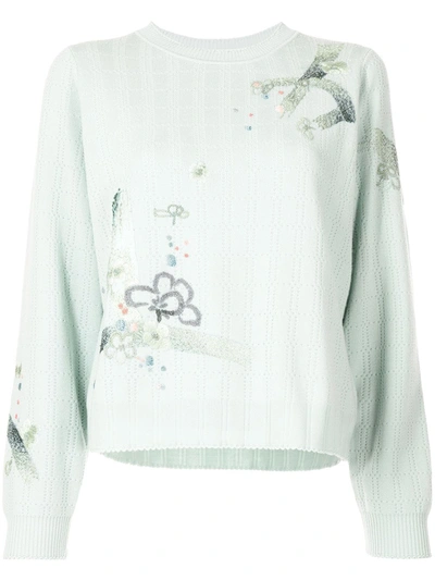 Shiatzy Chen Embroidered Crew-neck Jumper In Green