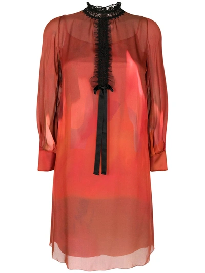 Shiatzy Chen Long-sleeve Shift Dress In Orange