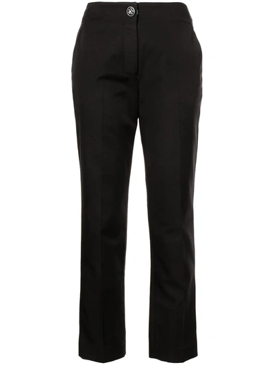 Shiatzy Chen Wool-silk Slim Fit Trousers In Black