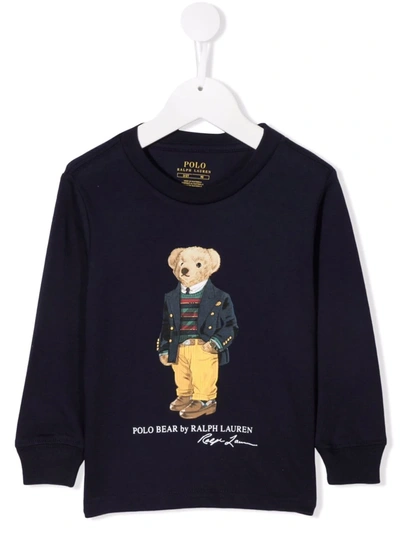 Ralph Lauren Kids' Polo Bear Print Sweatshirt In Blue
