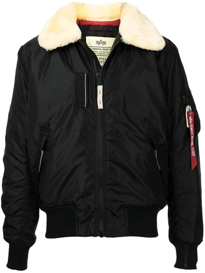 Alpha Industries Shearling Padded Jacket In Black