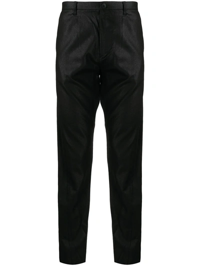 Julius High-waisted Slim-fit Trousers In Black