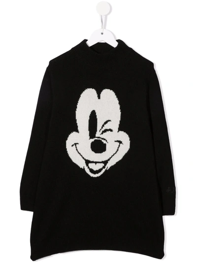 Mc2 Saint Barth Kids' Mickey-wink Knit Dress In Black
