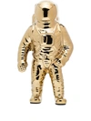 Seletti Gold Tone Starman Porcelain Bud Vase In Gold