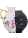 Seletti Black And White Lfe Hybrid Bone China Vase In Black