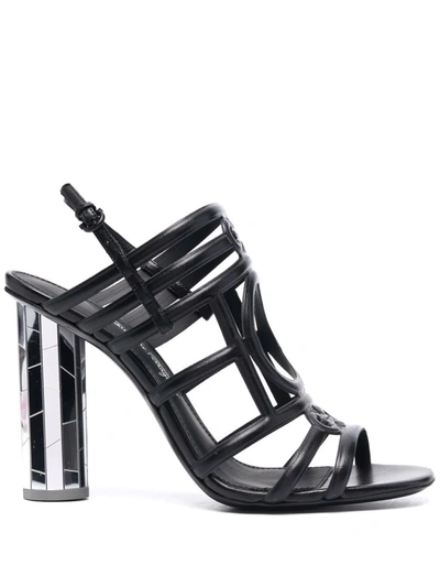 Ferragamo Florenza Mirrored Heel Sandals In Black
