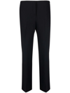 Versace Ankle Length Straight Leg Trousers In Black