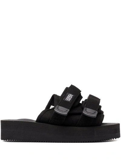 Suicoke Moto-po Touch-strap Slides In Black