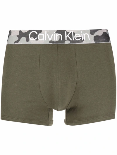 Calvin Klein Underwear Logo-waistband Boxers In Green