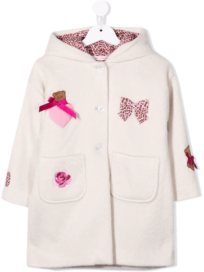 Miss Blumarine Kids' Teddy-bear Hooded Coat In Neutrals