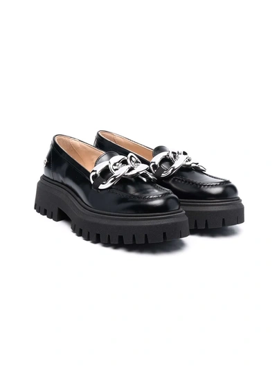 Florens Teen Chain-link Detail Loafers In Black