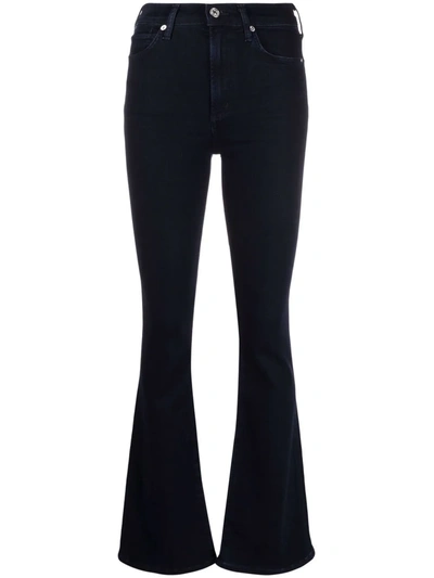 Citizens Of Humanity Black High Waisted Flared Jeans In Nero