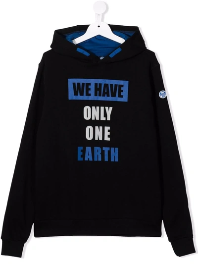 North Sails Kids' We Have Only One Earth Hoodie In Black