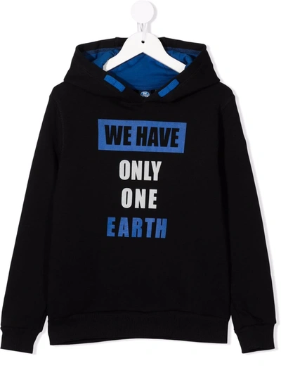 North Sails Kids' We Have Only One Earth Hoodie In Black